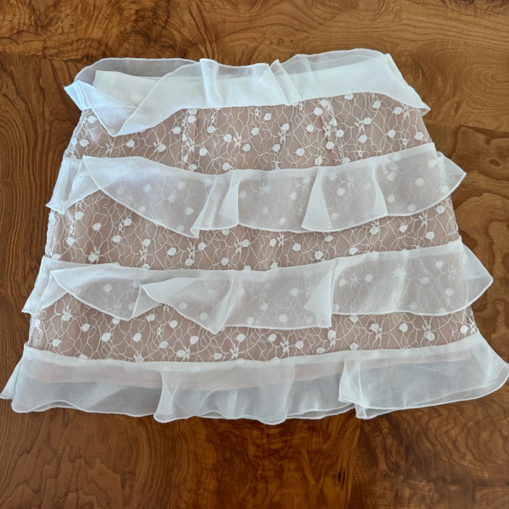 White Lace Ruffle Skirt